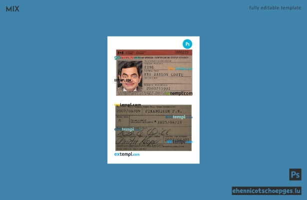 Beispielvorschau eines kanadischen Zertifikats über den Indianerstatus